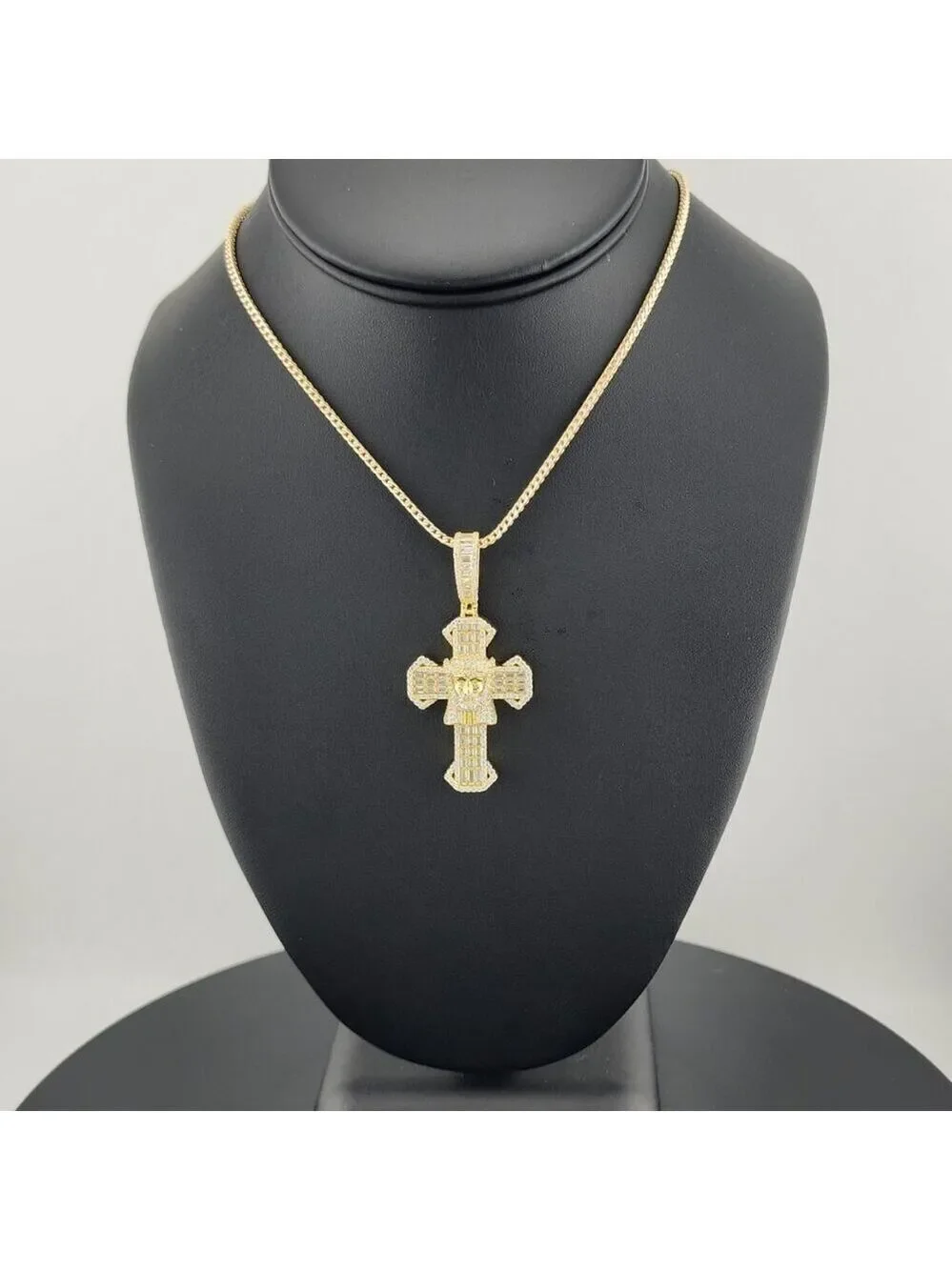 Sterling Silver 925 Cross Necklace with Jesus Face Religious Pendant